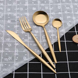 4 Pcs Sets Gold Sliver Dinnerware Stainless Steel Flatware