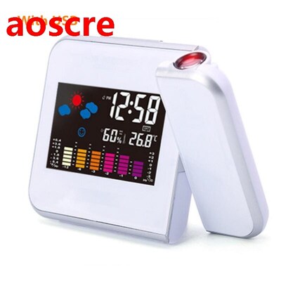 Projection Digital Weather LCD Snooze Alarm Clock Color Disp