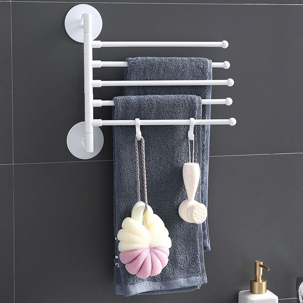 Bathroom Towel Rack Rotatable Towel Holder Space ABS 5-Bar T