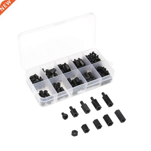 180Pcs Black M3 Nylon Hex Spacers Male/Female Screws Nuts St
