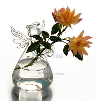 Clear Angel Shape Glass Hanging Vase Terrarium Hydroponic Po