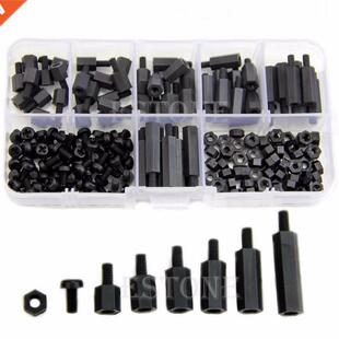 180Pcs/Set M3 Nylon Black Hex M-F Spacers/ Screws/ Nuts Asso