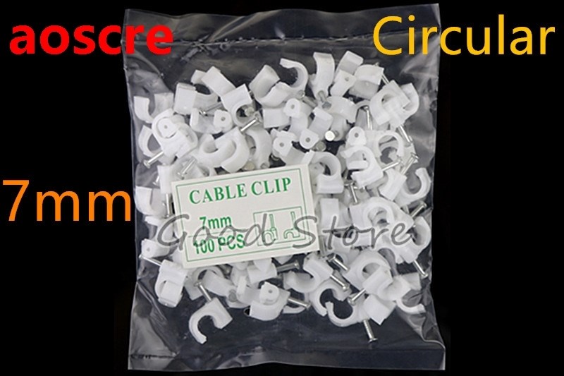 High quality 100pcs/bag 7mm nail round plastic wire clip cli