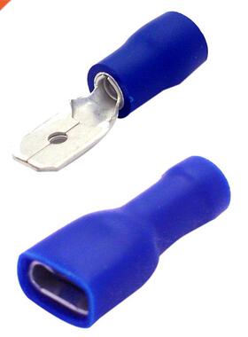 100x lue Fully Insulated Spade Electrical Crimp Connectors