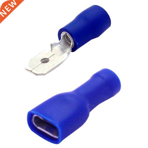 100x lue Fully Insulated Spade Electrical Crimp Connectors
