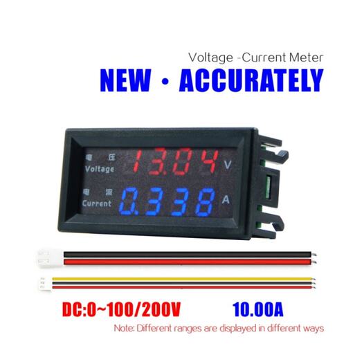 4 Digits High Precision DC 100V 200V 10A Voltmeter Ammeter D