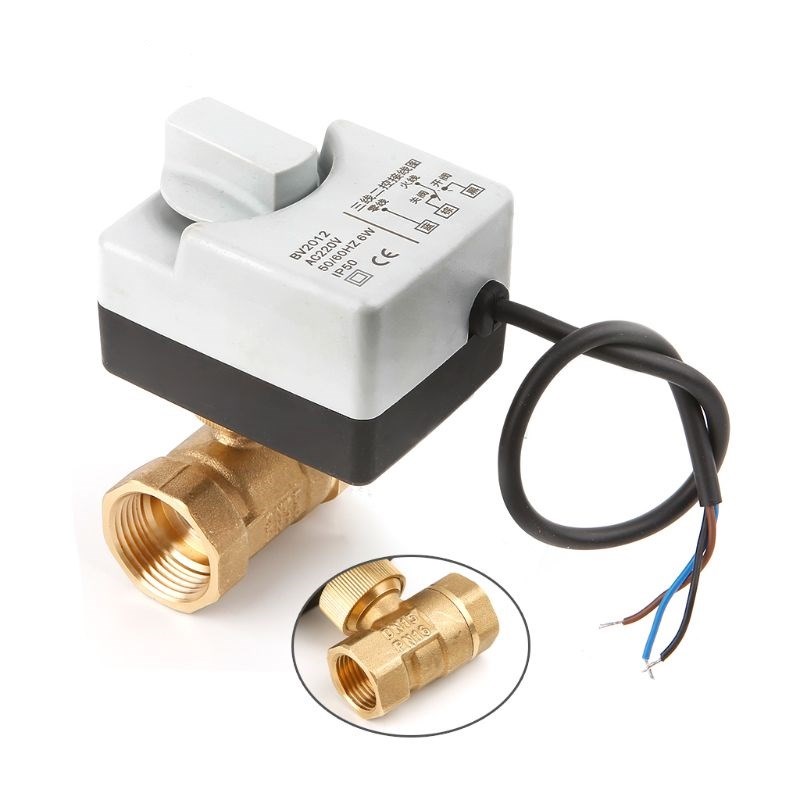 AC220V DN15 DN20 DN25 2 Way 3 Wires Brass Motorized Ball Val