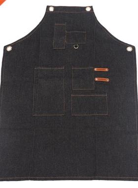 Aprons Denim Leather Simple Uniform Unisex Adult Jeans Apron
