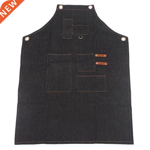 Aprons Denim Leather Simple Uniform Unisex Adult Jeans Apron