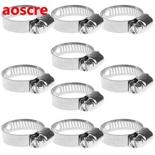 10Pcs Stainless Steel Adjustable Drive Hose Clamp Fuel Line