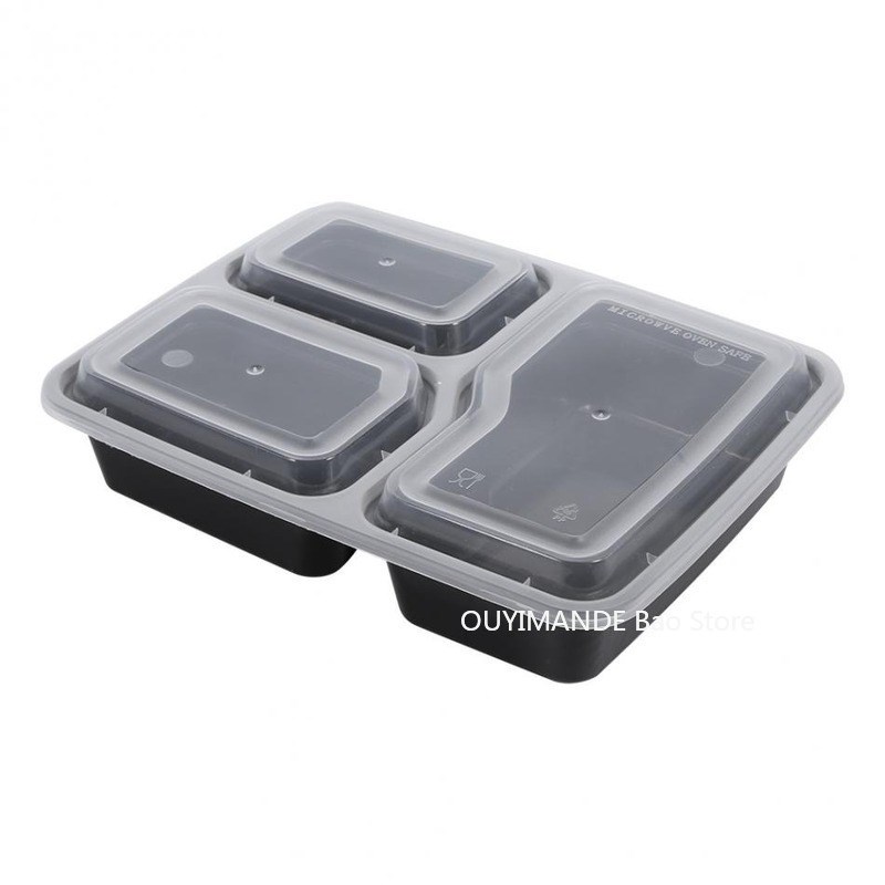 10 Pcs Plastic Reusable Bento Box Meal Storage Food Prep Lun