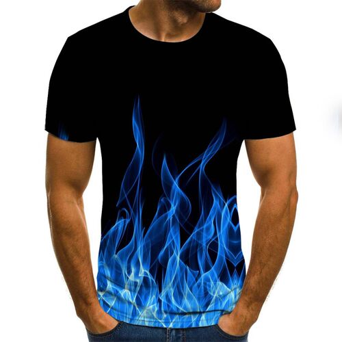 2020 new flame men's T-shirt summer fashion short-sleeved 3D