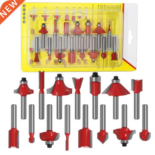 15pcs 1/4 Inch Router Bit Set Trimming Straight Milling Cutt