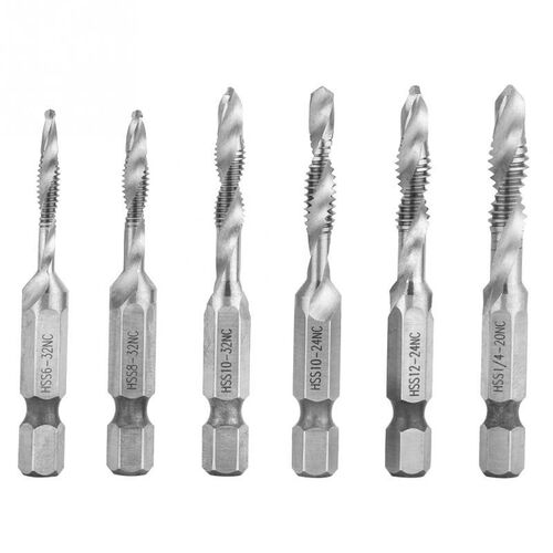 of 6pcs Drill Bits 14in Hex Shank Combination Screw Tap Dril