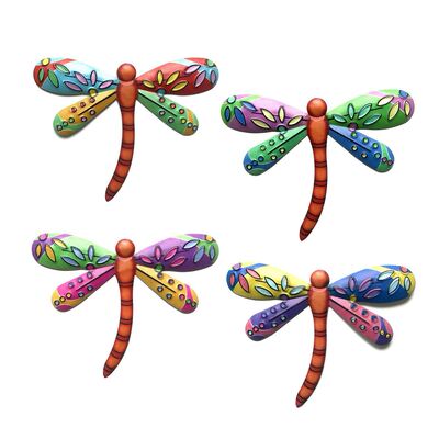 4PCS Metal Dragonfly Wall Decoration Hanging Sculpture Wall