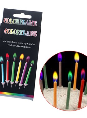 6Pcs/set Birthday Party Supplies Cake Candles Colorful Flame