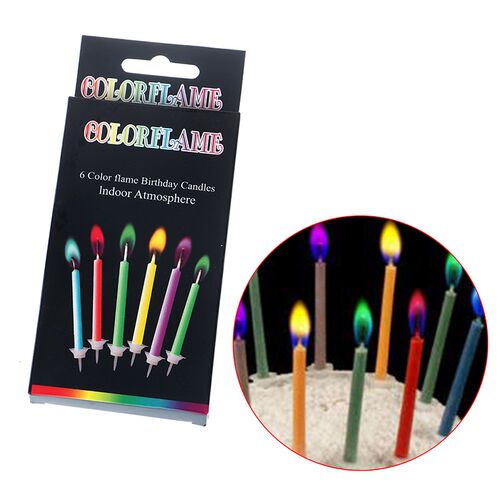 6Pcs/set Birthday Party Supplies Cake Candles Colorful Flame