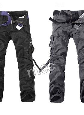 Military Tactical pants men Multi-pocket washed overalls men