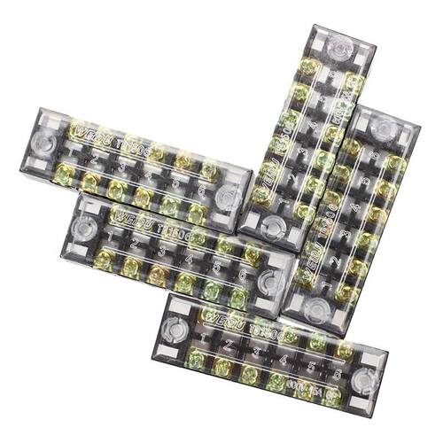 5 Pcs 600V 15A 6 Positions 2 Rows Barrier Screw Terminal Blo
