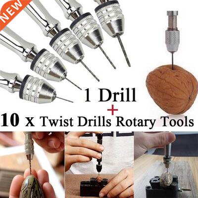 0.-.2mm Aluminum Hand Drill with Keyless Chuck + 10 Units