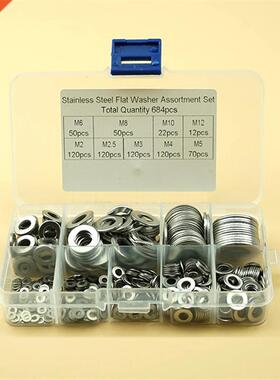 684PCS 304 Stainless Steel Flat Washer Set M2 M2.5 M3 M4 M5