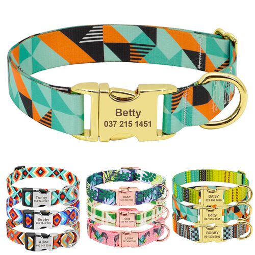 Fashion Custom Dog Collar Nylon Print Personalized Pet Colla