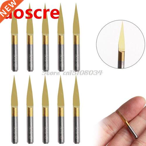 10Pcs 15 Degree 0.1mm Titanium Coated Carbide PCB Engraving