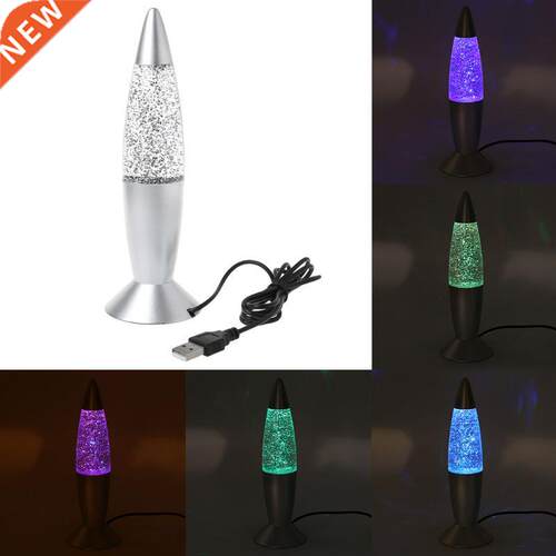 D Rocket Multi Color Changing Lava Lamp RGB LED Glitter Nig