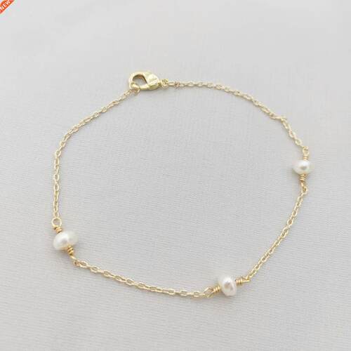 Tiny 14K Gold Filled Bracelet Handmade Pearl Jewelry Natural