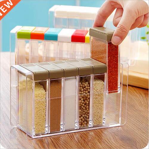 Transparent Spice Jar Set Salt and Pepper Seasoning Bottle C