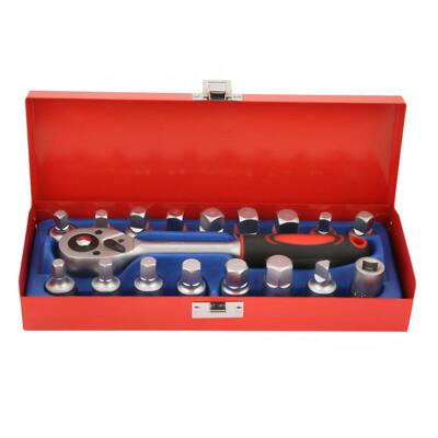 Ratchet Socket Spanner 18pcs Chrome-vanium Steel 3/8in Oil