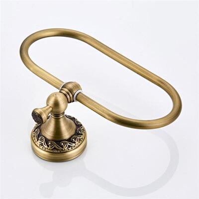 Retro Copper Towel Ring Oval Towel Hanging Rack Hook Modern