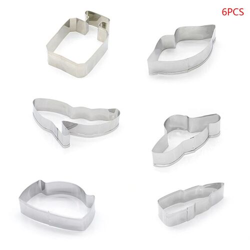 6pcs/set Stainless Steel Lipstick Bag Cookie Cutter Mold Sug