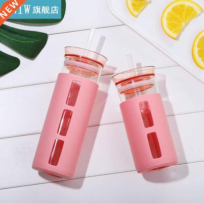 500ML Glass Tumbler With Straw Water Tea Tumblers Glass Bott