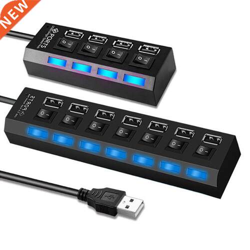 New USB 2.0 Adapter 4 Ports 7 Ports USB Hub LED USB Splitter