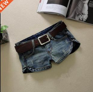 Women Spring Skinny Denim Shorts Stchy Low Waist Washed Mini