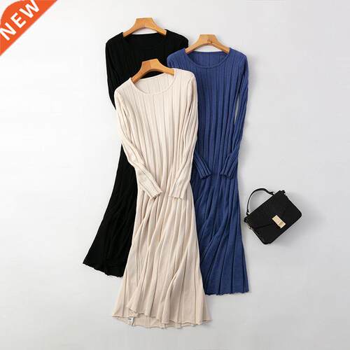 HLBCBG new Long sleeve long Sweater dress women Autumn Wint