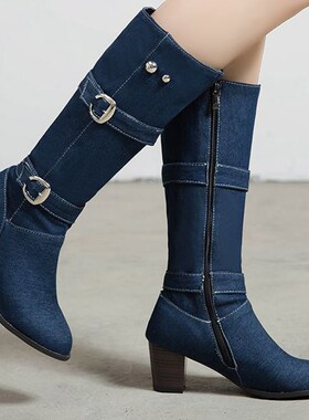 Jean Boots Women's Long Tube Short Boot Winter High Heel Den