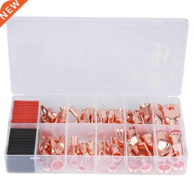 100Pcs Cable Lug Kit Brass Connector AWG Terminal + Black Re