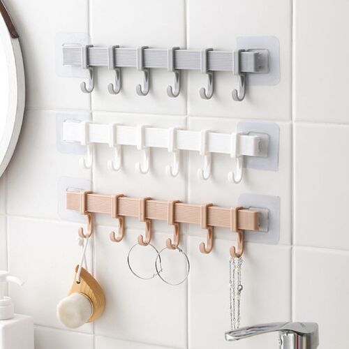 Multifunction Kitchen Storage Hook Holder 6 Hooks Wall Door