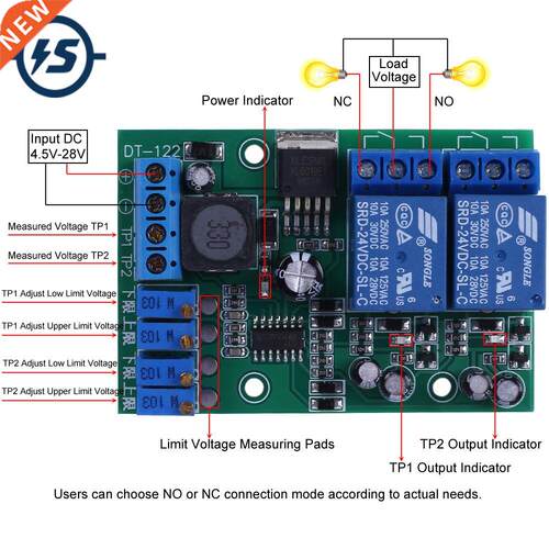 DC 5V 12V 24V 2-CH Voltage Comparator Module 2Bit Voltage Si