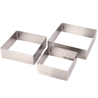 3 Pcs/Set Square Stainless Steel Mousse Ring Mold Cookie