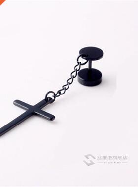 1 pc KPOP Punk Gothc Stanless Steel Stud Earrng Cross Rou