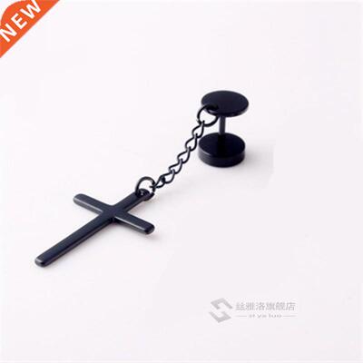 1 pc KPOP Punk Gothc Stanless Steel Stud Earrng Cross Rou