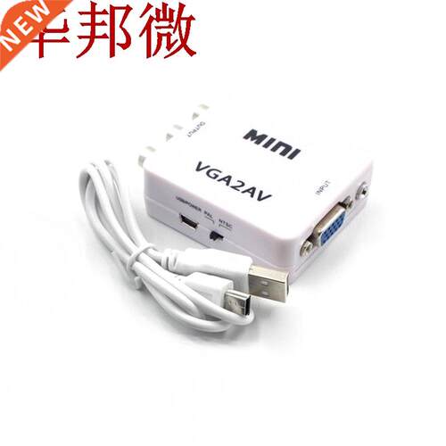 VGA to RCA AV Mini Converter Adapter 1080P VGA2AV 3.5mm Audi