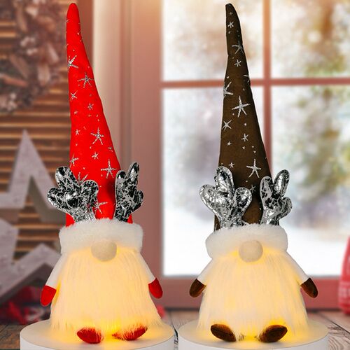 Christmas Antler Hat With Lighted Gnome Doll Merry Christmas