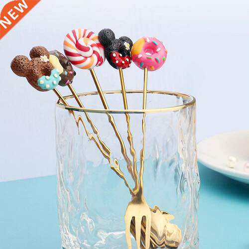 YOOLOV 1PCS Stainless Steel Donuts Candy Spoon Forks Kitchen