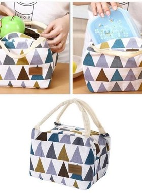 1pcs Lunch Box Portable Insulated Canvas Lunch Bag Thermal F