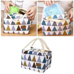 1pcs Lunch Box Portable Insulated Canvas Lunch Bag Thermal F