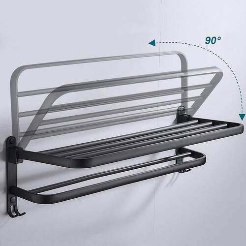 Towel Rack 40-60 CM Folding Holder With Hook Bathroom Access